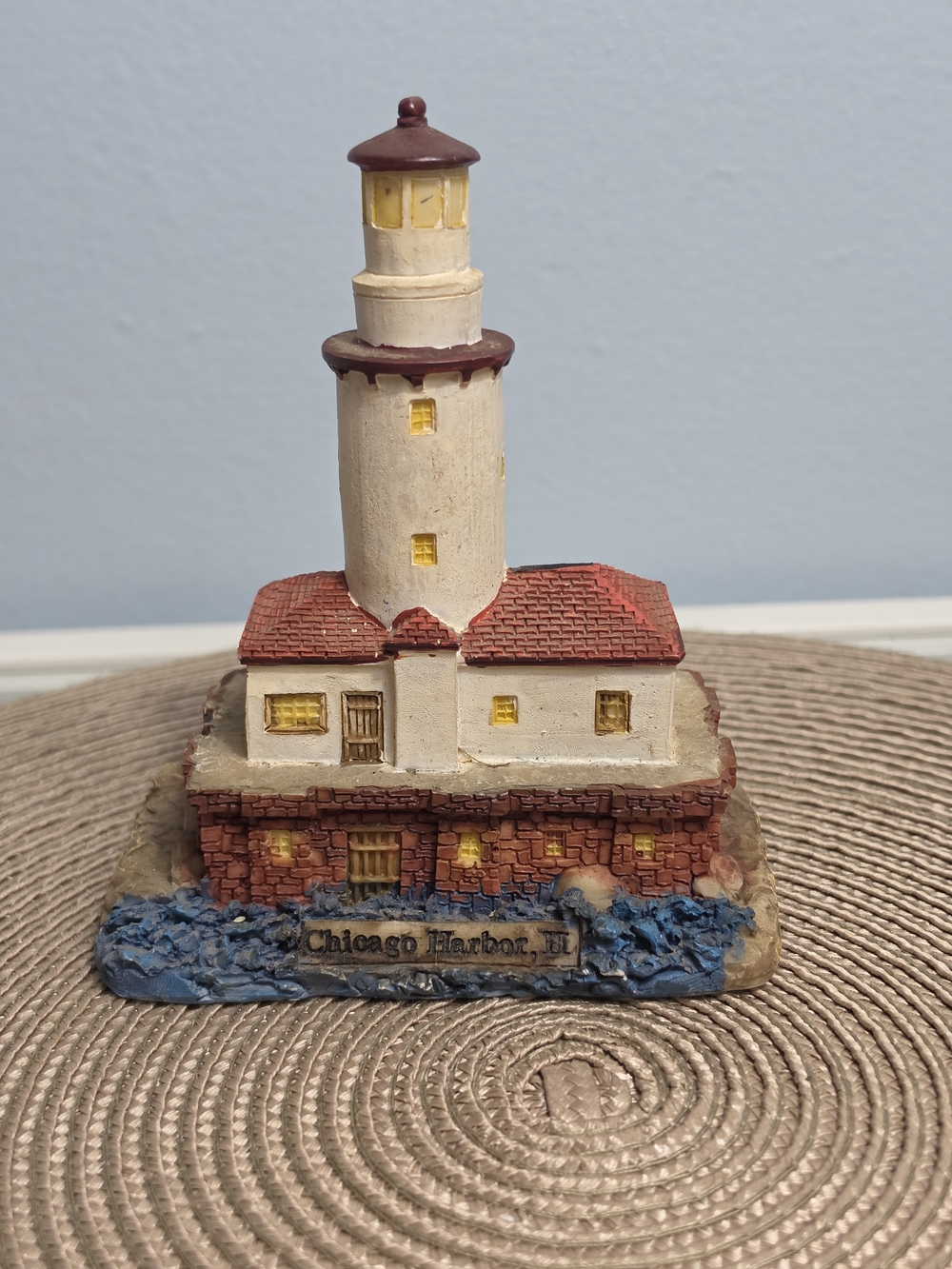 Vintage Chicago Harbor IL Lighthouse Collectible Figurine Hand Painted